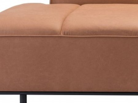 79  Brown Faux Leather Sofa With Black Legs For Sale