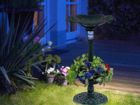 Standing Pedestal Birdbath and Feeder Combo with Lotus Leaf Bowl-Green Discount