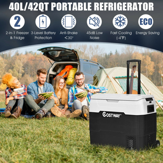 42 QT Portable Dual-Zone Car Refrigerator-White Discount