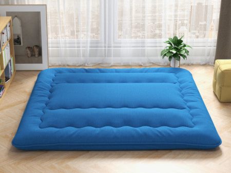 Foldable Futon Mattress with Washable Cover and Carry Bag for Camping Blue-King Size Cheap