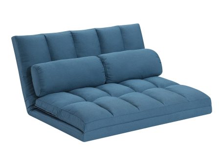 45  Blue Futon Convertible Sleeper Loveseat and Toss Pillows Fashion