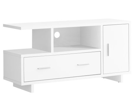 47  White Cabinet Enclosed Storage TV Stand on Sale