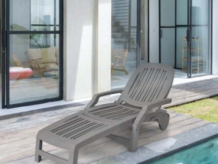 Adjustable Patio Sun Lounger with Weather Resistant Wheels-Gray For Cheap