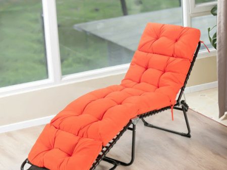 Outdoor Lounge Chaise Cushion with String Ties for Garden Poolside-Orange Hot on Sale