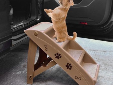 Collapsible Plastic Pet Stairs 4 Step Ladder for Small Dog and Cats-Coffee Online Sale