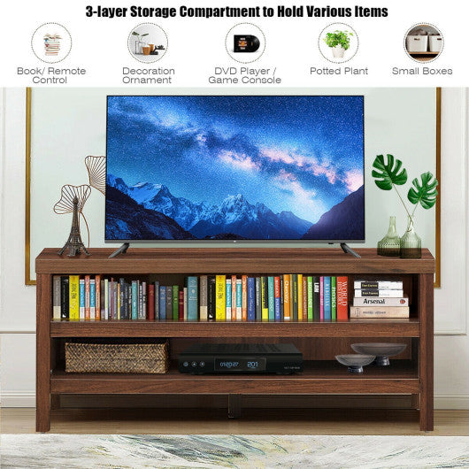 3-Tier TV Stand Console Cabinet for TV s up to 45 Inch with Storage Shelves-Walnut For Sale