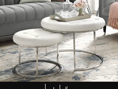 Carlotta Leather Nesting Coffee Table (Set of 2) For Cheap