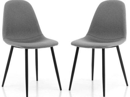 Dining Chairs Set of 2 with Black Metal Legs-Gray Sale