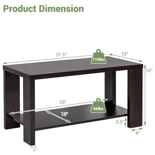 Rectangular Cocktail Coffee Table with Storage Shelf Online Hot Sale