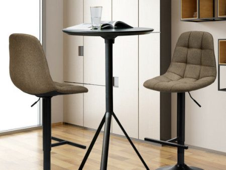 2 Pieces Adjustable Bar Stools Swivel Counter Height Linen Chairs-Brown Supply