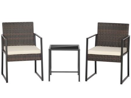 3 Pieces Modern Heavy Duty Patio Furniture Set with Coffee Table-Off White Hot on Sale