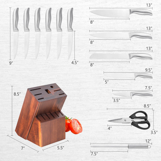 14-Piece Kitchen Knife Set Stainless Steel Knife Block Set with Sharpener Sale