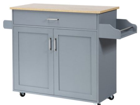 Rolling Kitchen Island Cart with Towel and Spice Rack-Gray For Discount