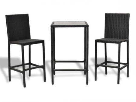 3 Pieces Rattan Outdoor Dining Table and Barstools Set Online Hot Sale