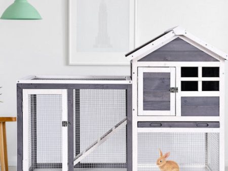 Outdoor Wooden Rabbit hutch-Gray Online Sale