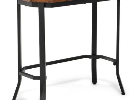 Narrow End Table with Rustic Wood Grain and Stable Steel Frame-Rustic Brown Online now