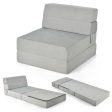 Tri-Fold Folding Chair Convertible Sleeper Bed-Gray For Discount