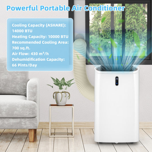 14000 BTU Portable Air Conditioner with APP and WiFi Control-White Cheap