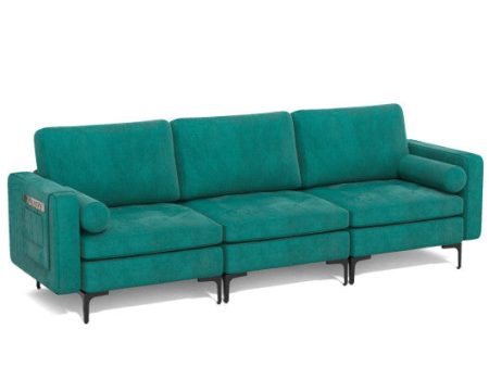 3-Seat Sofa Sectional with Side Storage Pocket and Metal Leg-3-Seat Online Sale