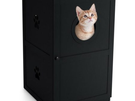 2-tier Litter Hidden Cat House With Anti-toppling Device-Black Online Hot Sale