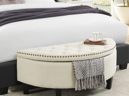 Jolie Half-Moon Linen Storage Ottoman Fashion