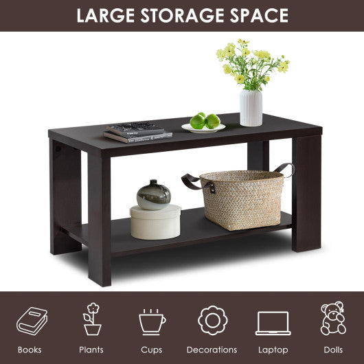 Rectangular Cocktail Coffee Table with Storage Shelf Online Hot Sale