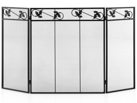 3-Panel Fireplace Screen Decor Cover with Exquisite Pattern Online Hot Sale