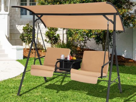 Porch Swing Chair with Adjustable Canopy-Beige Discount