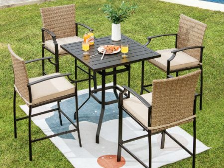 32 Inches Outdoor Steel Square Bar Table with Powder-Coated Tabletop For Cheap