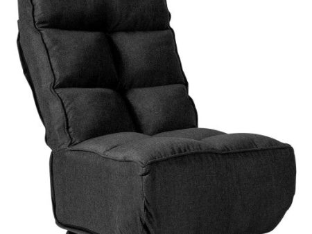 360-Degree Swivel Folding Floor Chair with 6 Adjustable Positions-Black Supply