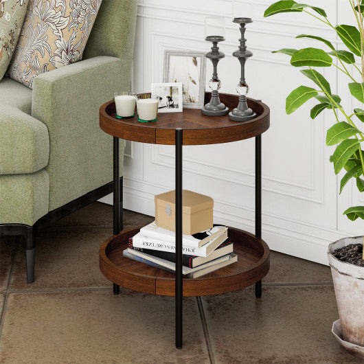 2-Tier Retro End Table with Bottom Shelf Supply