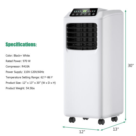 9000 BTU Portable Air Conditioner with Built-in Dehumidifier and Remote Control Cheap