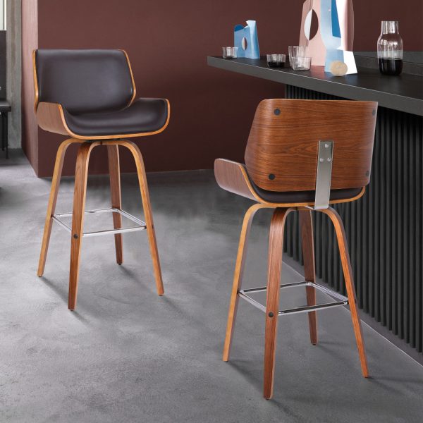 30  Brown Solid Wood Swivel Low Back Bar Height Bar Chair on Sale