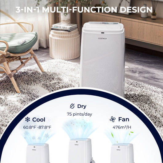 12000BTU 3-in-1 Portable Air Conditioner with Remote-White Discount