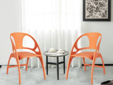 Folding Dining Chairs Set of 2 with Armrest and High Backrest-Orange For Discount