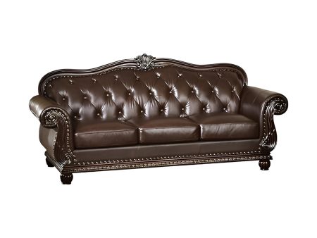 37  Espresso Top Grain Leather Sofa Cheap