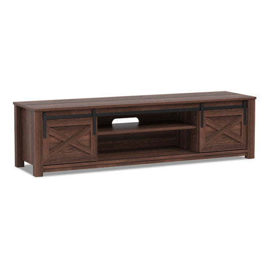 65  Flat Sliding Barn Door TV Stand-Brown on Sale