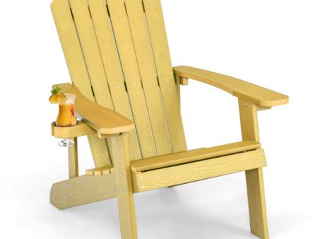 Weather Resistant HIPS Outdoor Adirondack Chair with Cup Holder-Yellow Supply