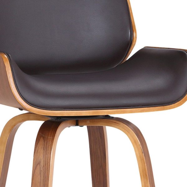 30  Brown Solid Wood Swivel Low Back Bar Height Bar Chair on Sale