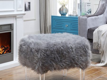 Ava Lux Fur Ottoman on Sale