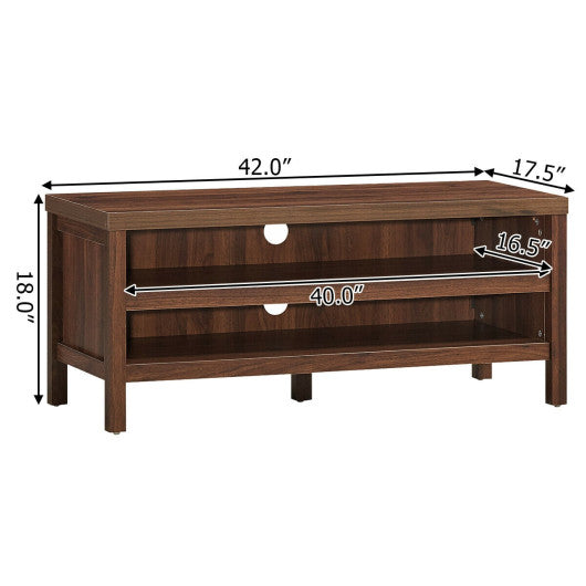 3-Tier TV Stand Console Cabinet for TV s up to 45 Inch with Storage Shelves-Walnut For Sale