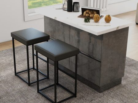 30 Inch Barstools Set of 2 with PU Leather Cover-Gray Cheap