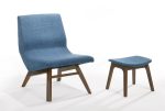 22  Blue And Walnut Solid Color Lounge Chair With Ottoman on Sale