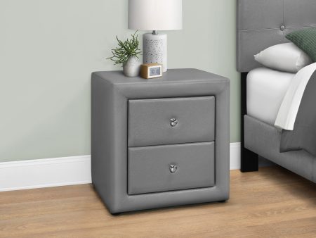 21  Gray Faux Leather Two Drawer Nightstand For Cheap