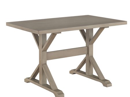 48  Gray Solid Wood Trestle Base Dining Table Online Hot Sale