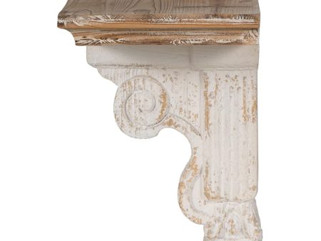 11  X 14  White and Natural Distressed Wood Corbel Style Wall Shelf Online Sale