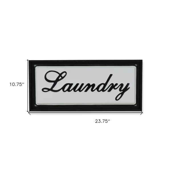 11  X 24  Black and White Handcrafted Laundry Metal Wall Decor Online Sale