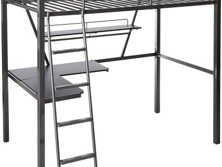 79  X 42  X 72  Silver And Black Metal Tube Loft Bed With Desk Online Sale