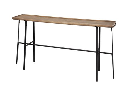 14  Brown and Black Solid Wood Trestle Console Table Supply