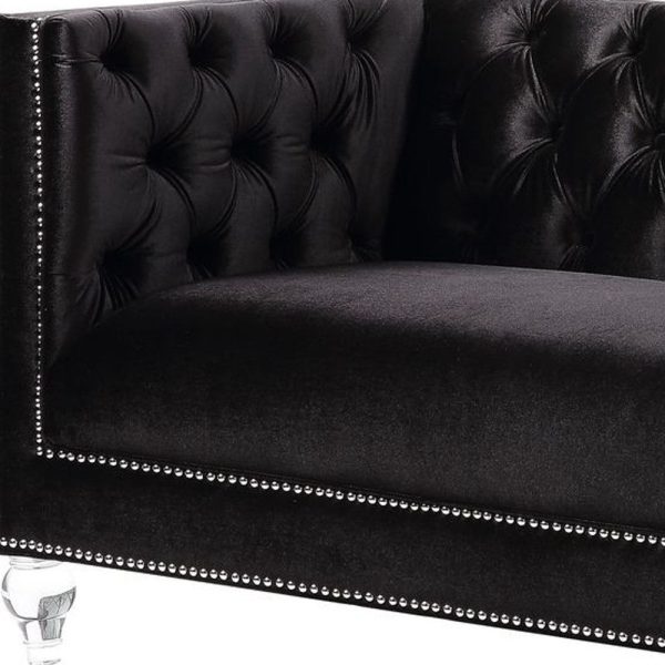 67  Black And Silver Velvet Loveseat and Toss Pillows For Sale